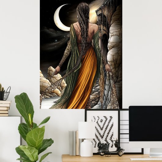 FD2 Enchanted Crescent Moon Goddess 20 Poster (Thuiskantoor)