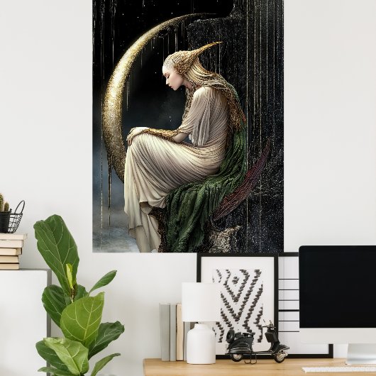 FD2 Enchanted Crescent Moon Goddess 21 Poster (Thuiskantoor)