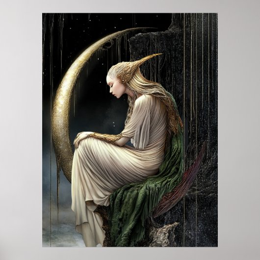 FD2 Enchanted Crescent Moon Goddess  21  Poster (Voorkant)