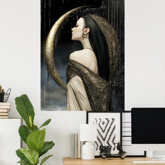 FD2 Enchanted Crescent Moon Goddess 26 Poster (Thuiskantoor)
