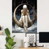 FD2 Enchanted Crescent Moon Goddess  27 Poster (Thuiskantoor)