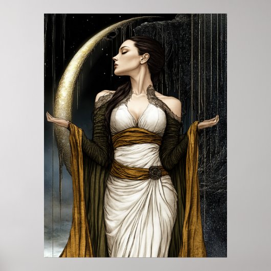FD2 Enchanted Crescent Moon Goddess  28 Poster (Voorkant)