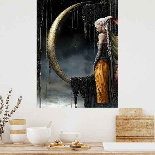 FD2 Enchanted Crescent Moon Goddess  30  Poster (Keuken)