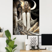 FD2 Enchanted Crescent Moon Goddess 32 Poster (Thuiskantoor)
