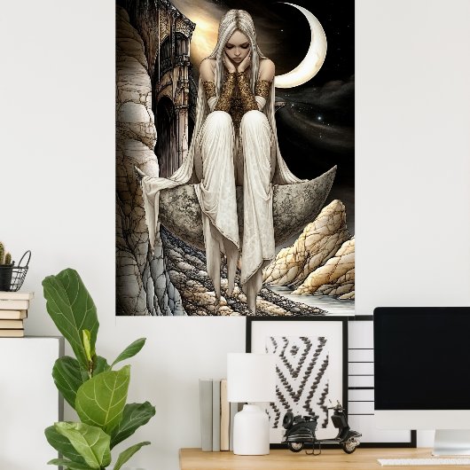 FD2 Enchanted Crescent Moon Goddess 32 Poster (Thuiskantoor)