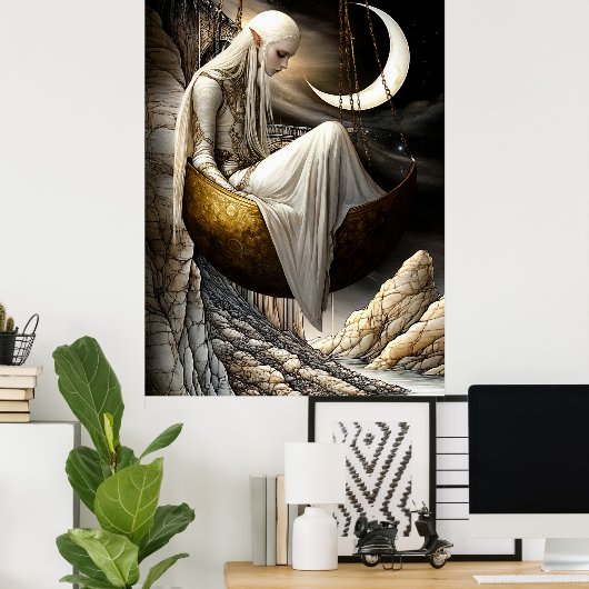 FD2 Enchanted Crescent Moon Goddess 35 Poster (Thuiskantoor)