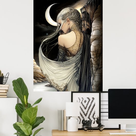 FD2 Enchanted Crescent Moon Goddess 5 Poster (Thuiskantoor)