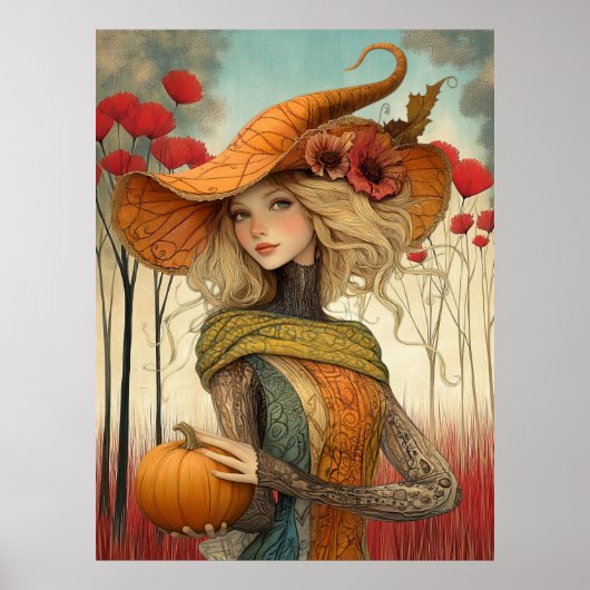 *~* FD2  Fall  Girl Autumn Retro PUMPKIN  8 Poster (Voorkant)