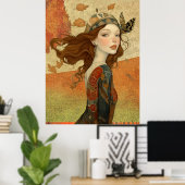 *~* FD2 Fall Whimsical Girl Autumn Retro 10 Poster (Thuiskantoor)