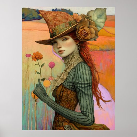 *~* FD2 Floral  Fall Girl Autumn Retro Hat 22 Poster (Voorkant)