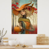 *~* FD2 Herfst Meisje Autumn Retro PUMPKIN 8 Poster (Keuken)