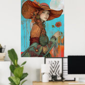 *~* FD2  Herfst Meisje Retro Bloem Hoed  21 Poster (Thuiskantoor)