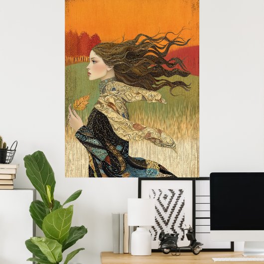 *~* FD2 Herfst Meisjes Herfst Retro 4 Poster (Thuiskantoor)