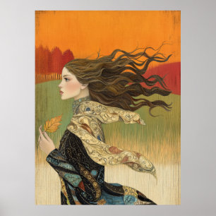 *~* FD2  Herfst Meisjes Herfst Retro 4 Poster