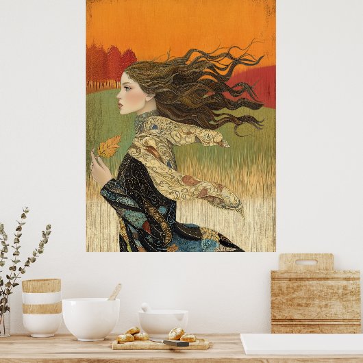 *~* FD2 Herfst Meisjes Herfst Retro 4 Poster (Keuken)