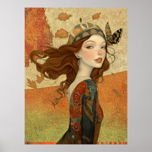 *~* FD2 Herfst Whimsical Meisje Herfst Retro 10 Poster (Voorkant)