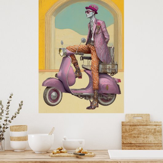 FD2 Koffer Boho Reizend MAN SCOOTER 23 Poster (Keuken)