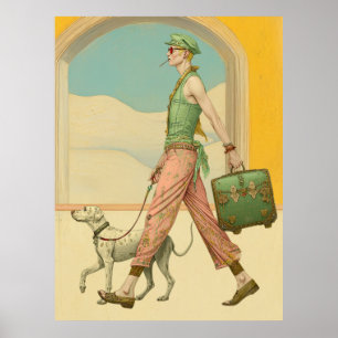 FD2 Koffer Kleurrijke Boho MAN Hond 33 Poster