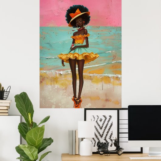 *~* FD2 Levendige Tropische GODIN Zwarte Vrouw 33 Poster (Thuiskantoor)