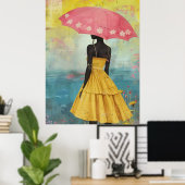 *~* FD2 Levendige Tropische Zwarte Godinnen Pet 7 Poster (Thuiskantoor)