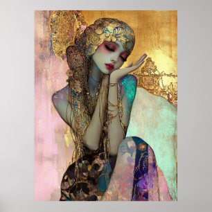 *~* FD2 Ornate Art Nouveau Fantasie Ethische Vrouw Poster