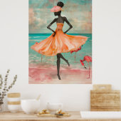 *~* FD2 Pink Flamingo Tropical Black Woman 28 Poster (Keuken)