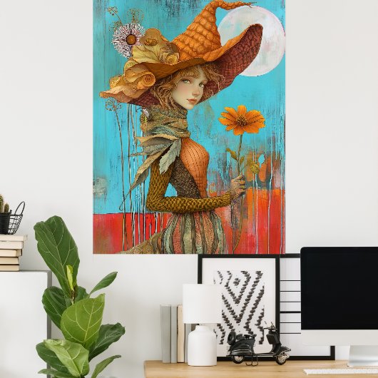 *~* FD2 Retro Bloemen Herfst Meisje Herfst Pet 20 Poster (Thuiskantoor)
