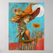 *~* FD2 Retro Bloemen Herfst Meisje Herfst Pet 20 Poster (Voorkant)
