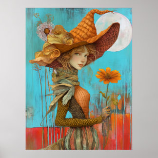 *~* FD2 Retro Bloemen Herfst Meisje Herfst Pet 20 Poster