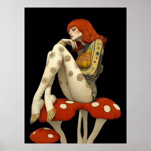 FD2 Retro Whimsical Meisjeskunst 32 Vintage Bloemm Poster (Voorkant)