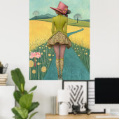 FD2 Retro Whimsical Meisjeskunst Vintage  12 Bloem Poster (Thuiskantoor)