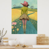 FD2 Retro Whimsical Meisjeskunst Vintage  12 Bloem Poster (Keuken)