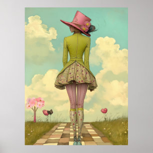 FD2 Retro Whimsical Meisjeskunst Vintage Bloemmoti Poster