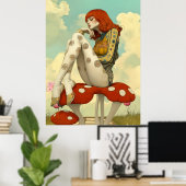 FD2 Retro Whimsical Meisjeskunst Vintage Bloemmoti Poster (Thuiskantoor)