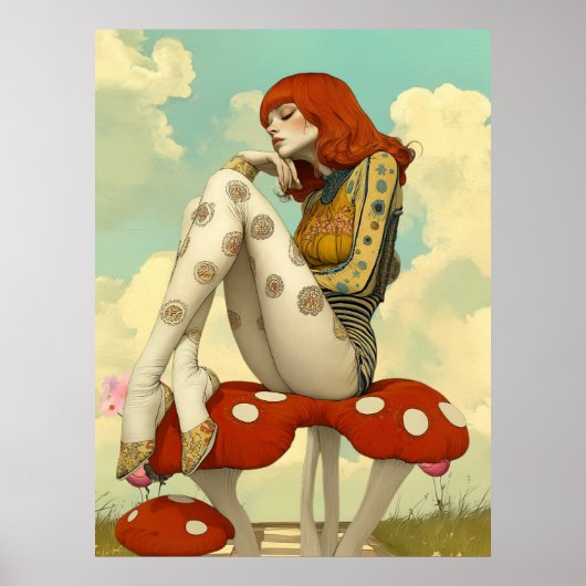 FD2 Retro Whimsical Meisjeskunst Vintage Bloemmoti Poster (Voorkant)