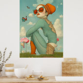 FD2 Retro Whimsical Meisjeskunst Vintage Bloemmoti Poster (Keuken)