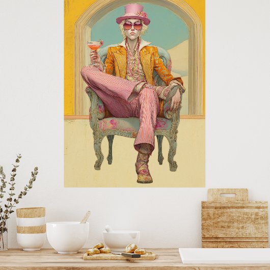 *~* FD2 Stijlvolle Eclectische Boho MAN Cocktail 2 Poster (Keuken)