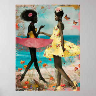 *~* FD2 Tropische Zwarte Vrouwen Chatten Strand 26 Poster