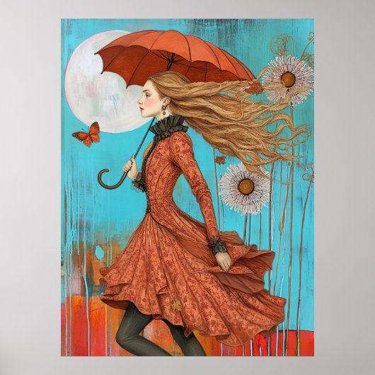 *~* FD2 UMBRELLA Fall Girl Autumn Retro 28 Poster (Voorkant)