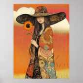 *~* FD2 Whimsical  Fall Girl Autumn Retro Hat 11 Poster (Voorkant)