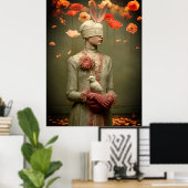 *~* FD2 Woman 7 Surreal Floral White Dove Poster (Thuiskantoor)