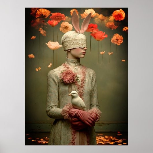 *~* FD2 Woman 7 Surreal Floral White Dove Poster (Voorkant)