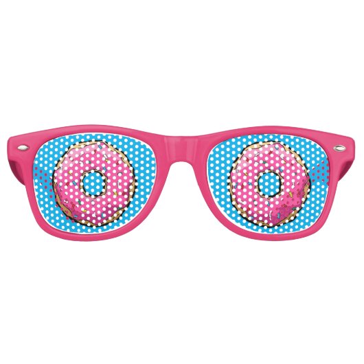 FD Roze Donut Party Bril Retro Zonnebril (Voorkant)