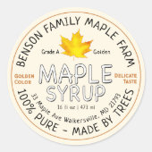 FDA-conforme esdoornsiroop GEMAAKT DOOR TREES Leaf Ronde Sticker (Voorkant)