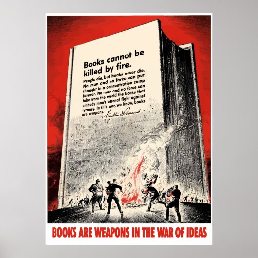 FDR-citaat over het branden van boeken — grens Poster (Voorkant)