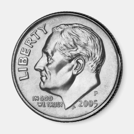 FDR Dime Coin magneet. Magneet (Voorkant)