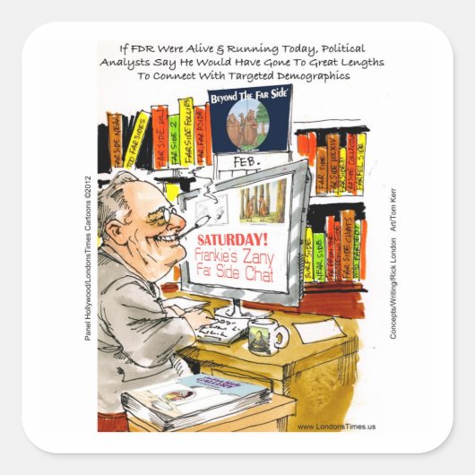 FDR Fireside Speech Funny Cartoon Gifts & T - shir Vierkante Sticker (Voorkant)