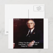 FDR & Hou het touw vast Citaat Briefkaart (Voorkant / Achterkant)