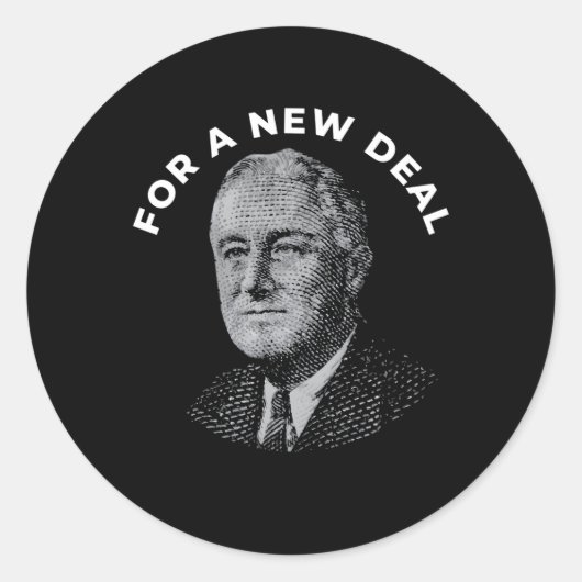 FDR New Deal Democraat Franklin Delano Roosevelt N Ronde Sticker (Voorkant)