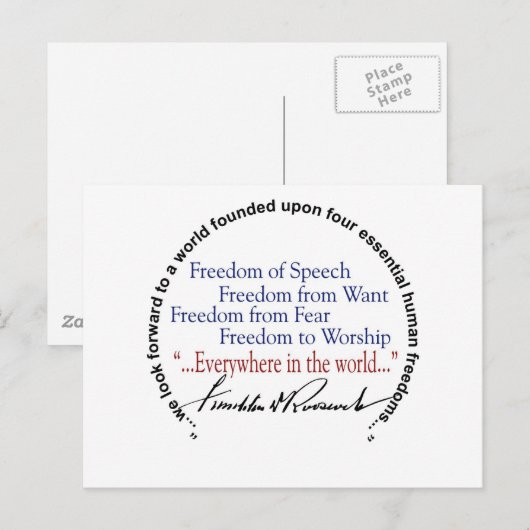 FDR Vier Vrijheden Briefkaart (Voorkant / Achterkant)